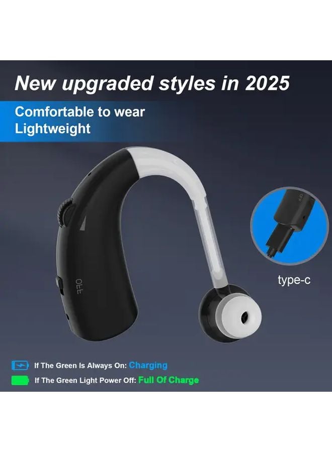 Black Rechargeable Sound Amplifier For Adults With Noise Cancelling And Adjustable Volume - Image 4